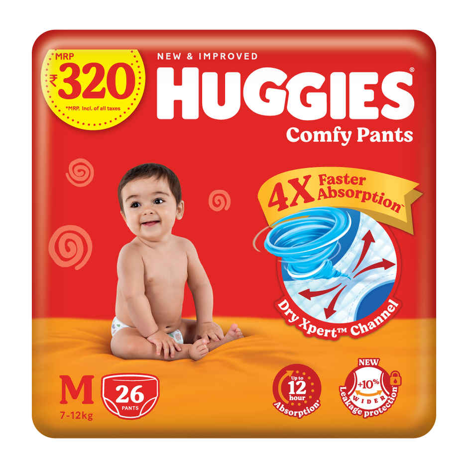 Huggies Comfy Baby Diapers | Pant Style | M | 26 pcs