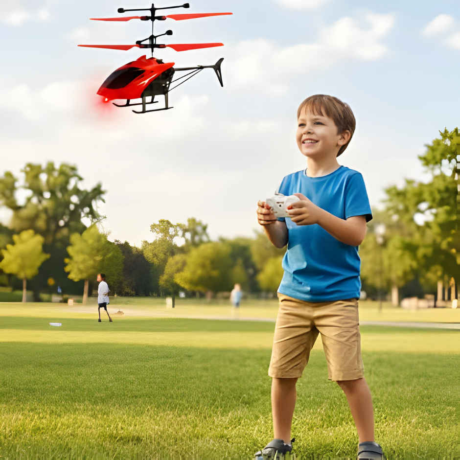 Chigy Wooh Remote Control Helicopter for Kids with Hand Gravity Sensor & 3D LED Lights | Red
