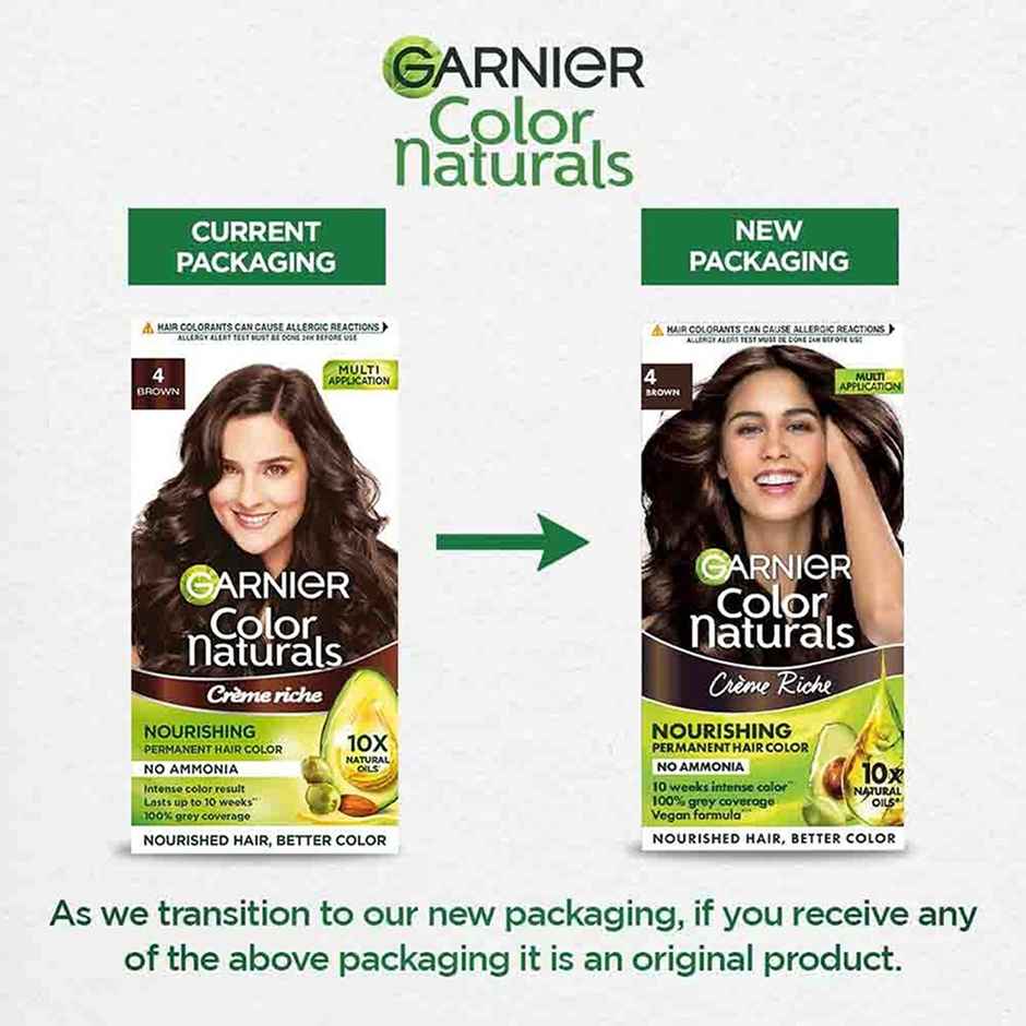 Garnier Color Naturals Long-Lasting Creme Hair Color | Brown - Shade 4