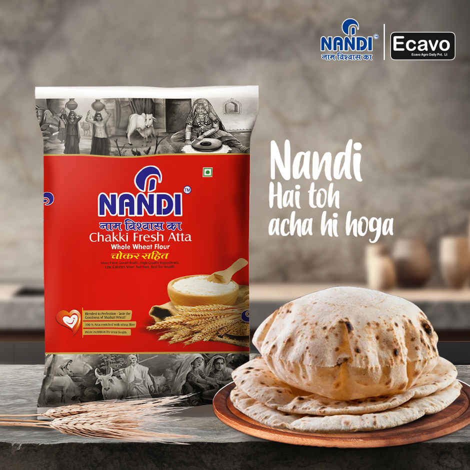 Nandi Chokar Sahit High Fibre Atta (0% Maida) Sharbati Blend