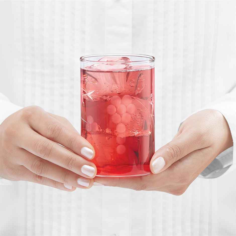 Borosil 6 Pcs Borosilicate Berry Cut Design Transparent Drinking Glass | 295 ml