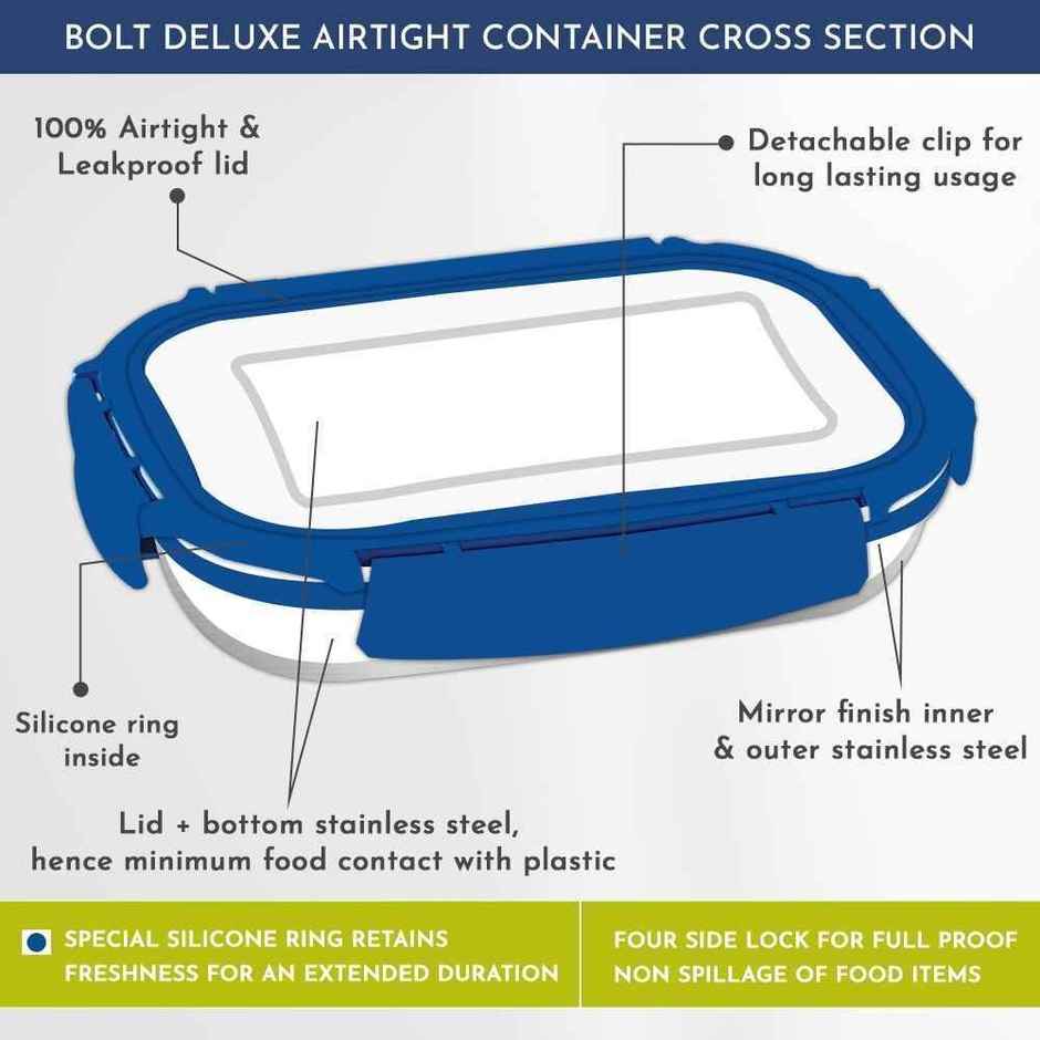 Magnus Bolt Deluxe Storage Container 550 ml +100 ml | Airtight Lid & Detachable Lock