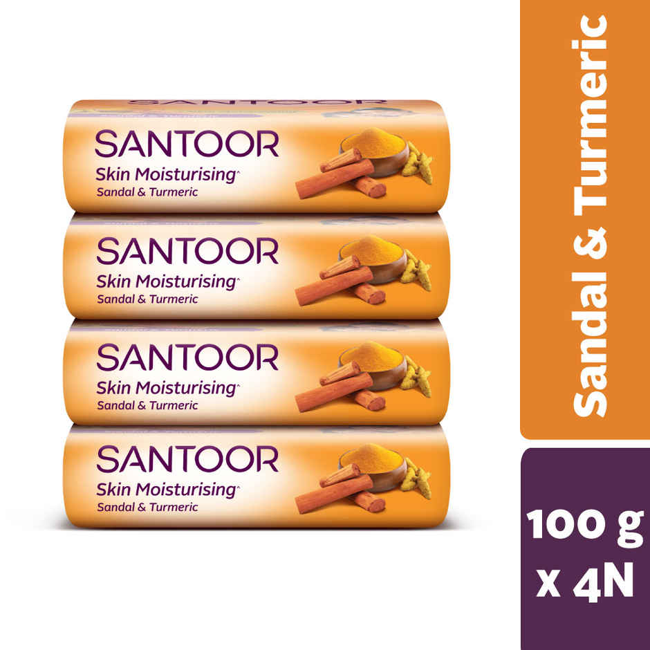 Santoor Skin Moisturizing Sandal and Turmeric Bathing Soap With Anti-Aging Properties