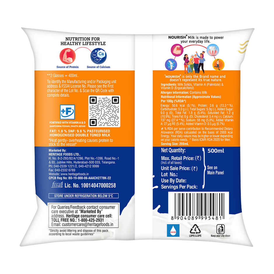 Heritage Nourish+ Fresh Milk | 18g Protein | Pouch