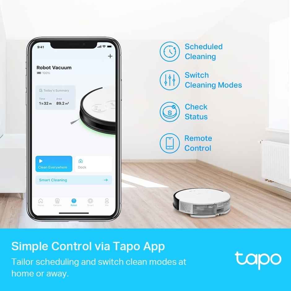 TP-Link Tapo RV10 Plus Robotic Vacuum Cleaner & Mop,4-Level 2000Pa Suction, Google Assistant & Alexa Compatible