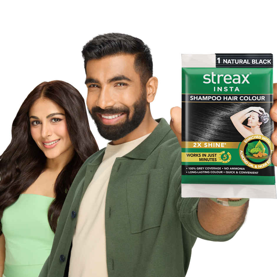 Streax Insta Shampoo Hair Colour | Natural Black