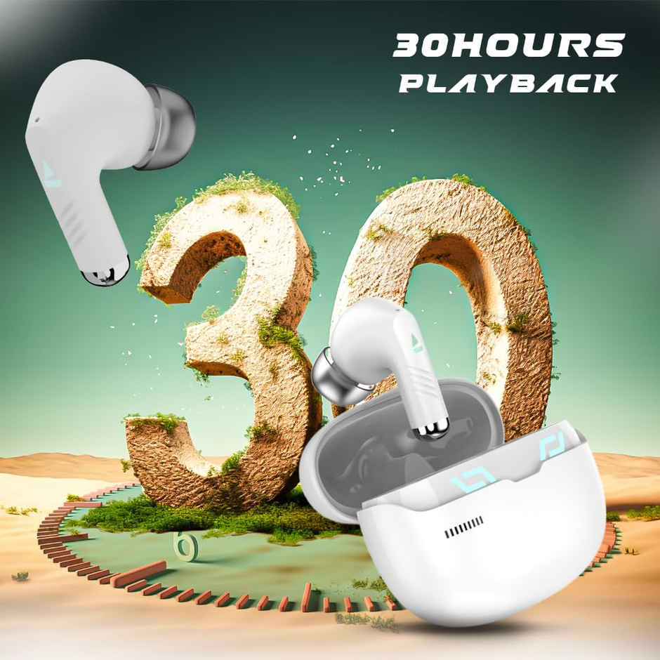 boAt Immortal 101 in Ear TWS Earbuds with Beast Mode(40Ms Low Latency), 30 Hrs Playtime, Blazing LEDs, Quad Mics with Enx Tech, ASAP Charge & Btv5.3 - White Sabre