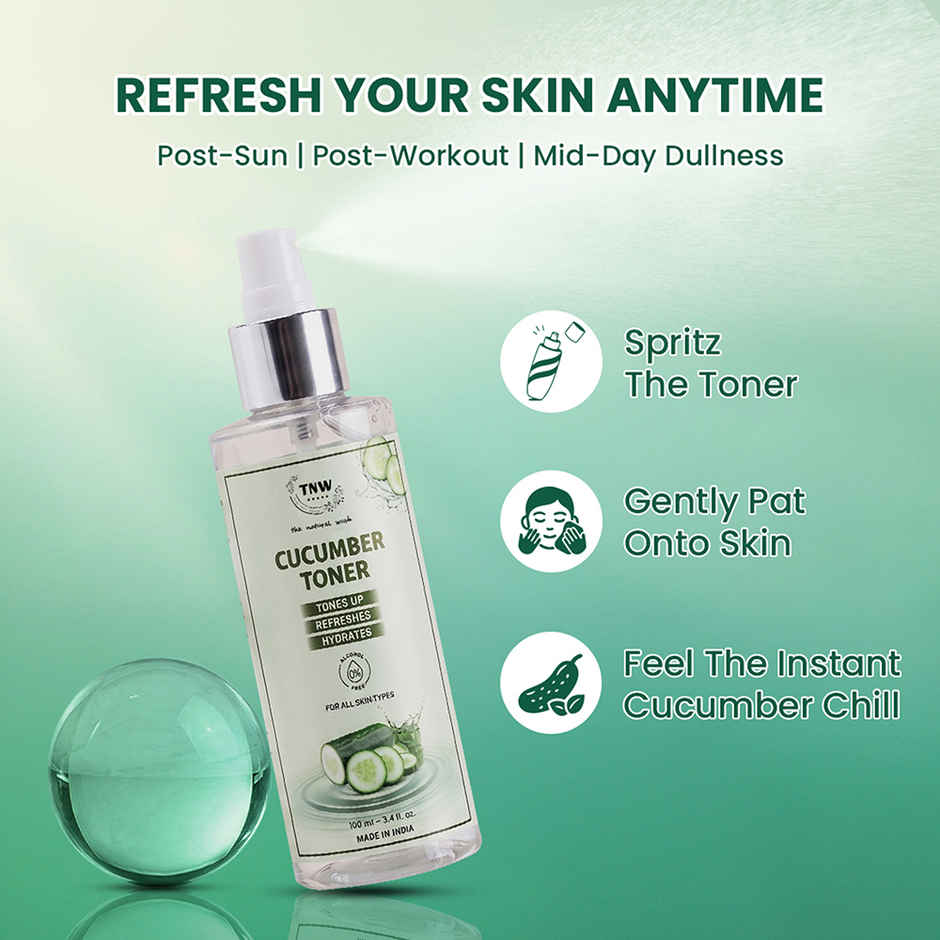 TNW The Natural Wash Cucumber Toner for Cleansing & Refreshing Skin Pore Tightening Toner with Spray