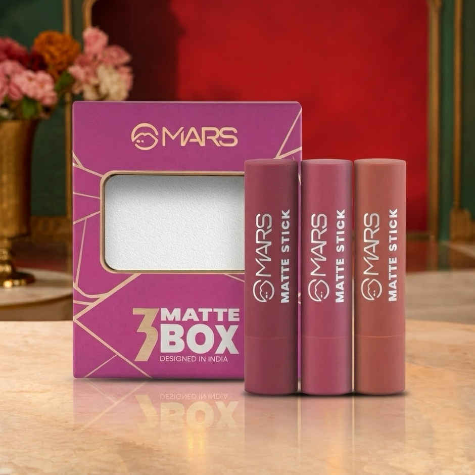 MARS Cosmetics Gift Box Set of 3 Matte Lipsticks | 02-Peaches & Nudes