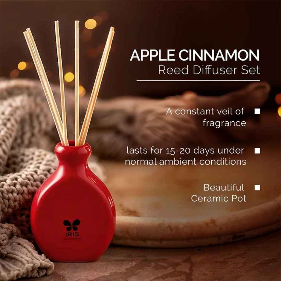 IRIS Apple Cinnamon Reed Diffuser Set | Decorative & Pleasant