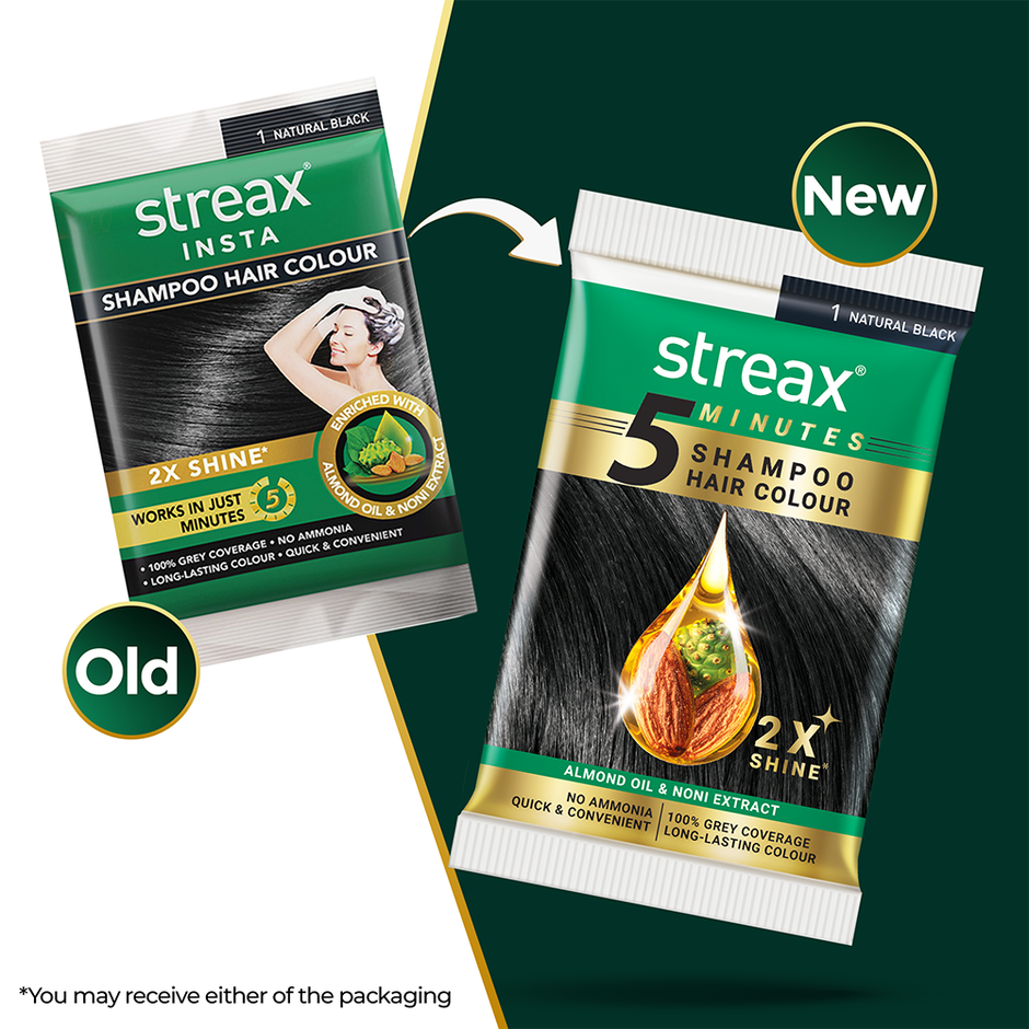 Streax Insta Shampoo Hair Colour | Natural Black
