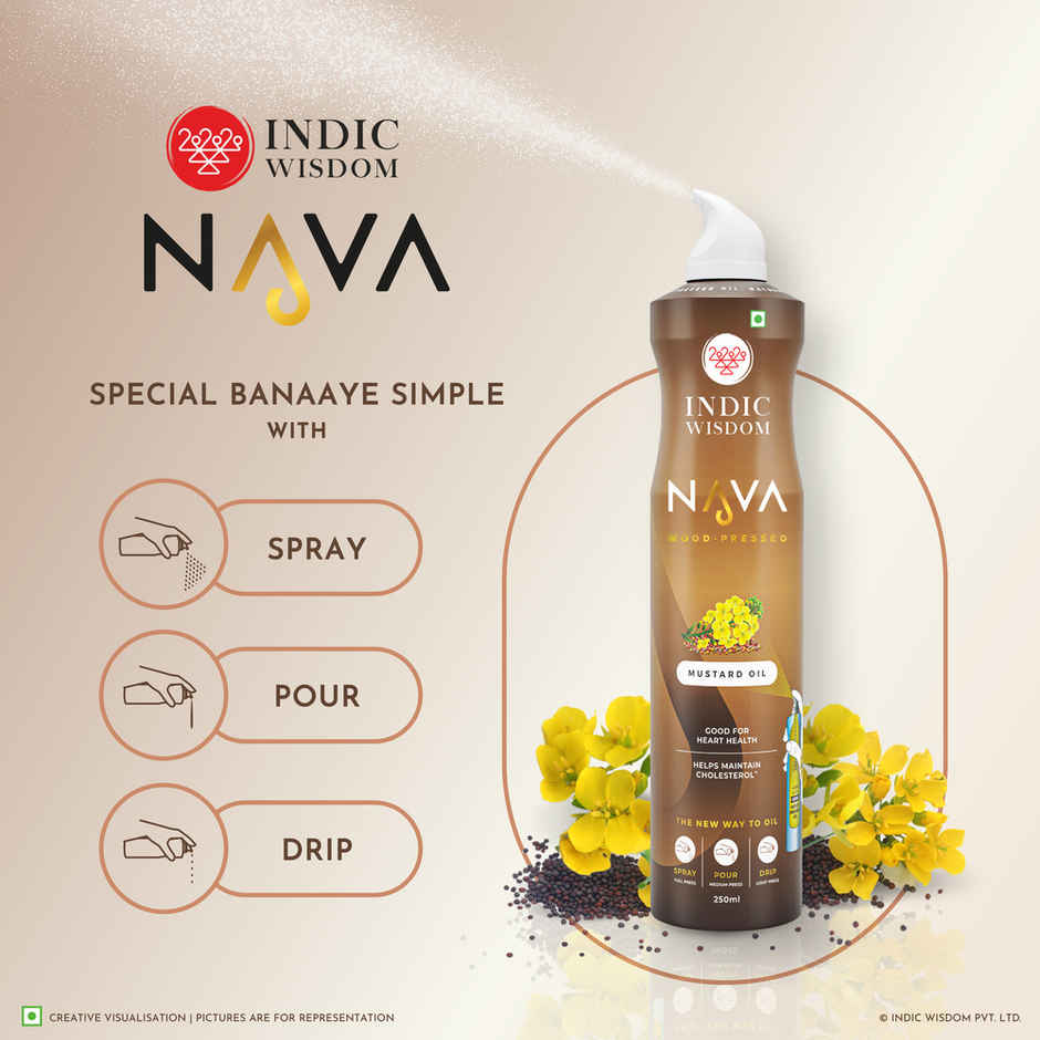 Indic Wisdom Nava Spray - Mustard Wood Pressed Oil (Spray for cooking)