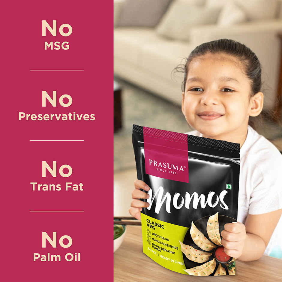 Prasuma Classic Darjeeling Veg Momos, 24 pcs | Authentic Himalayan Taste | Fresh Veggie Filling