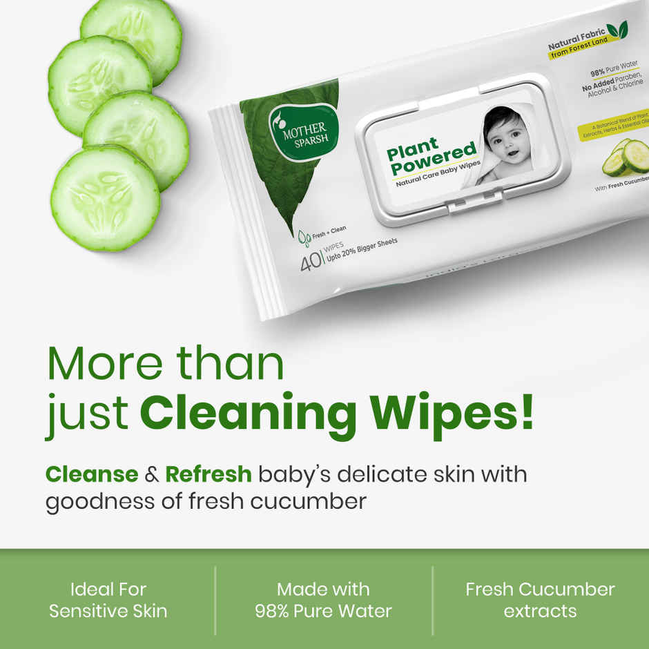 Mother Sparsh Plant Powered Natural Care Baby Wipes with Cucumber Extract