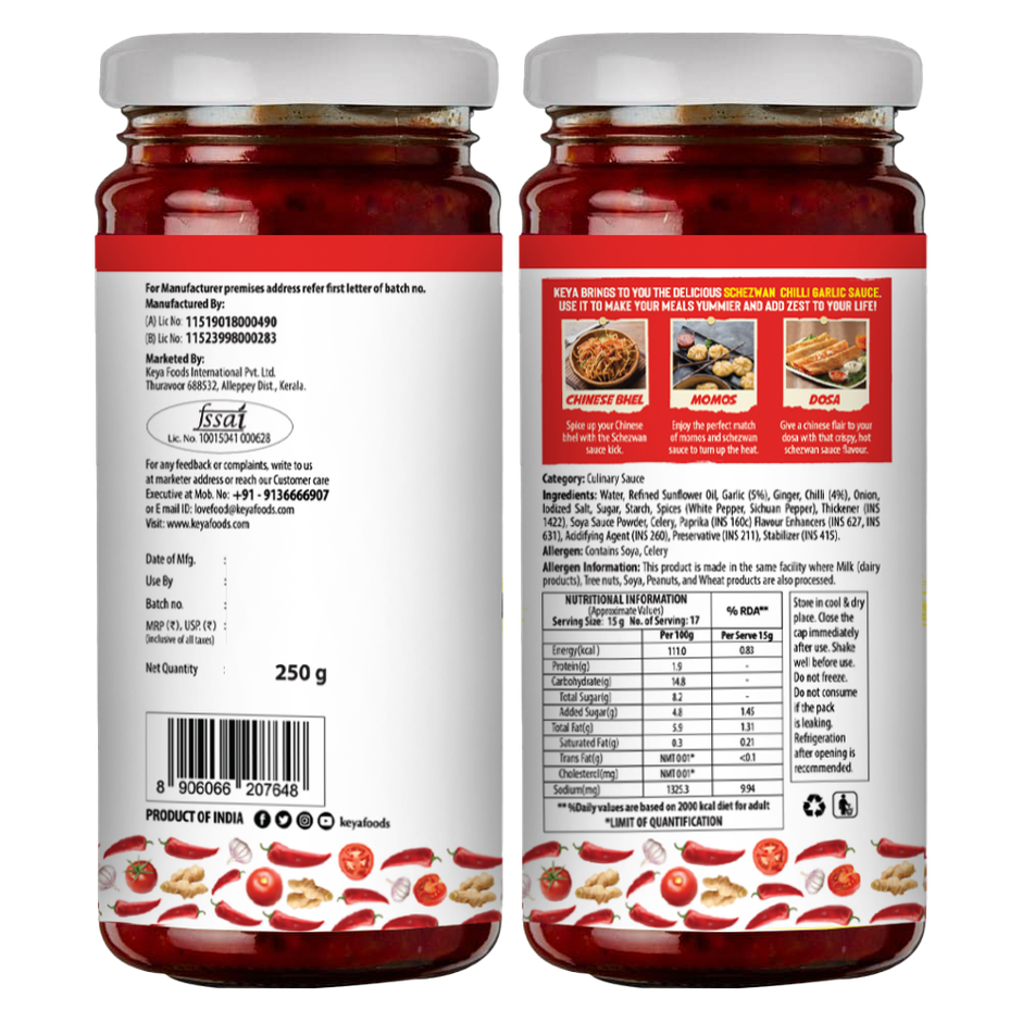 Keya Schezwan Chilli Garlic Chutney