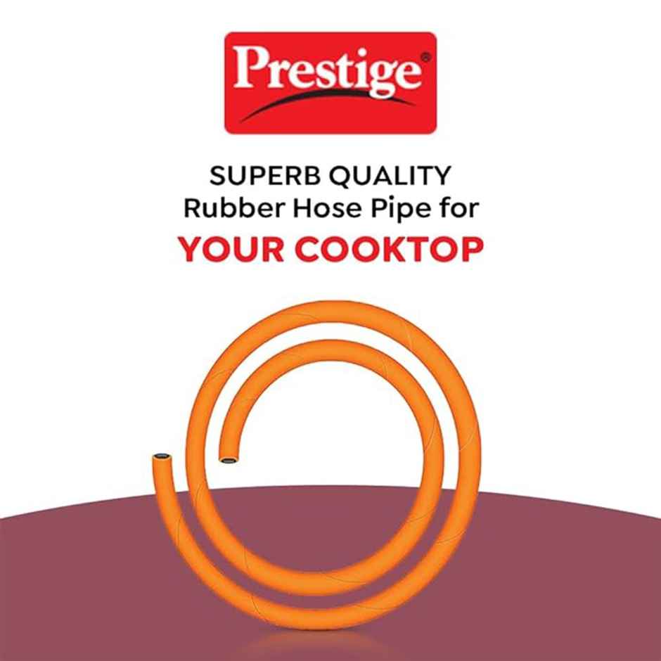 Prestige 1.5 m LPG Gas Hose Pipe | Steel Wire Reinforcement | Rubber | Orange