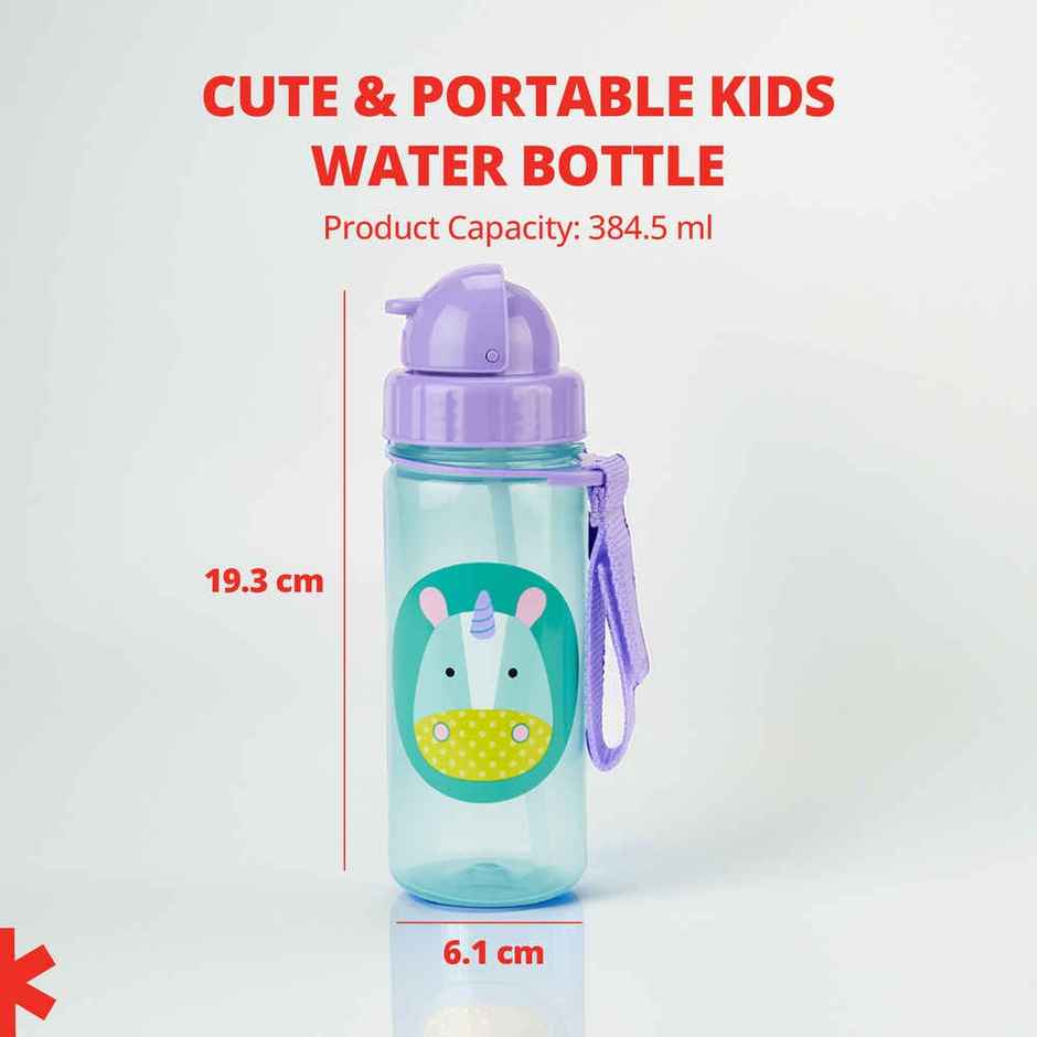 Skip Hop Zoo Kids Bottle, Flip-Top Straw, Leak-Proof, Toddler Sipper Cup, For Babies 12 M+, 385 ml