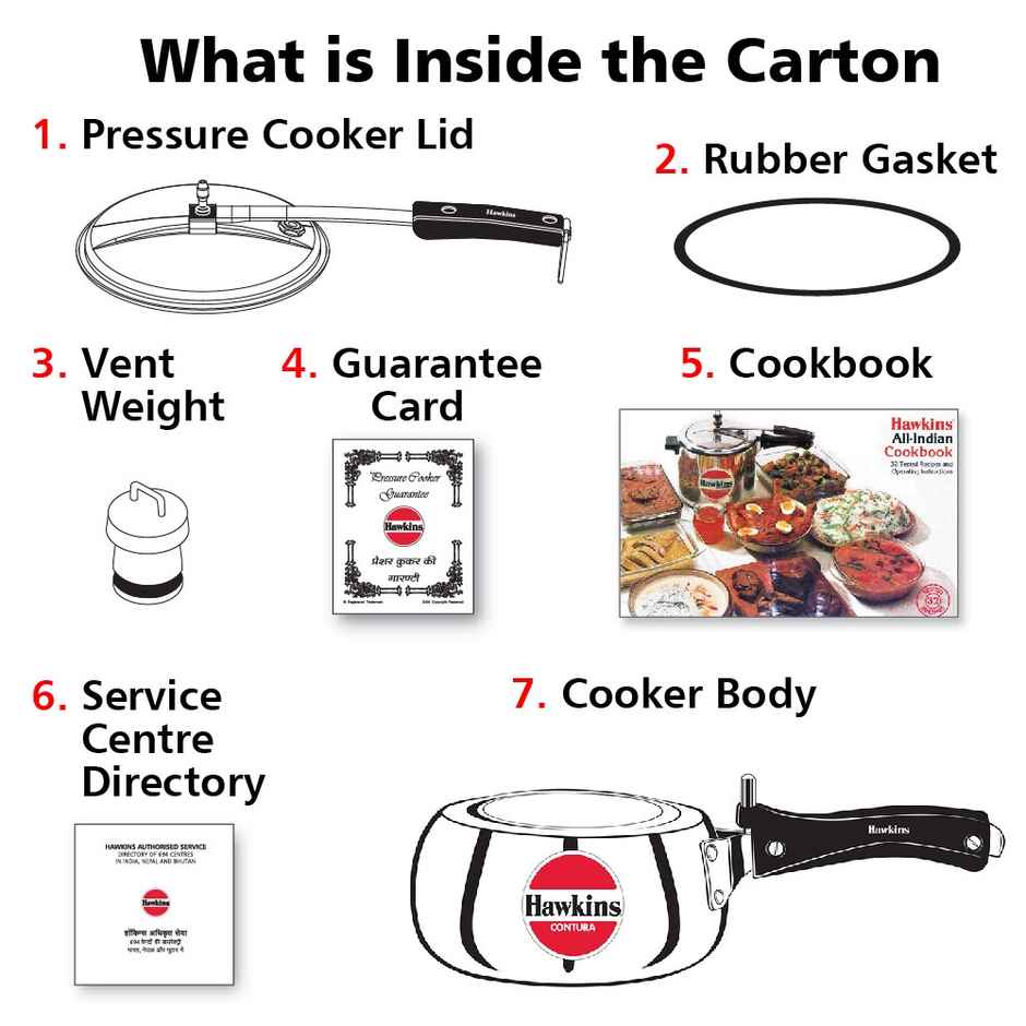 Hawkins 2 Litre Contura Pressure Cooker Handi Inner Lid Cooker - Silver