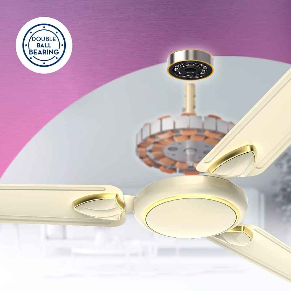 Crompton Surebreeze Hillbriz Deco Ceiling Fan,1200mm/48 inch,Star Rated,Energy Efficient,Ivory Gold