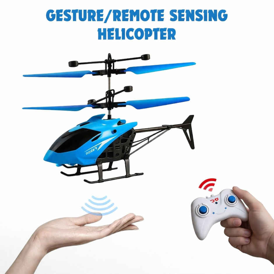 Chigy Wooh Remote Control Helicopter for Kids with Hand Gravity Sensor & 3D LED Lights | Blue