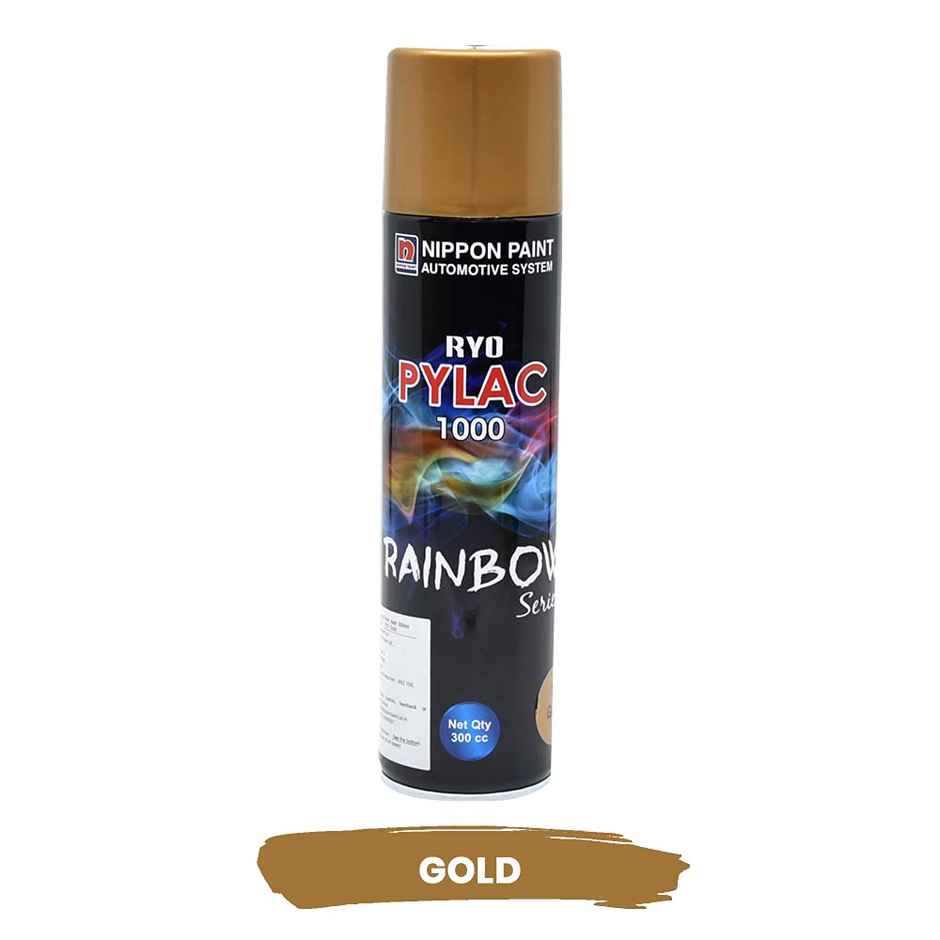 Nippon Paint Pylac 1000 Acrylic Multi-Purpose Spray Paint RS Gold Color for Car, Bike, Home