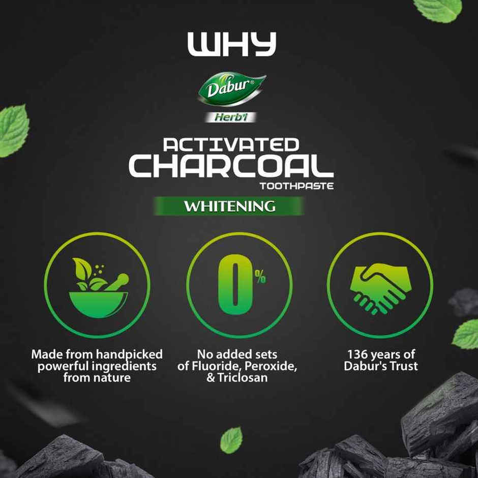 Dabur Herb'L Activated Charcoal Toothpaste With Mint For Whitening (Black Gel Paste)