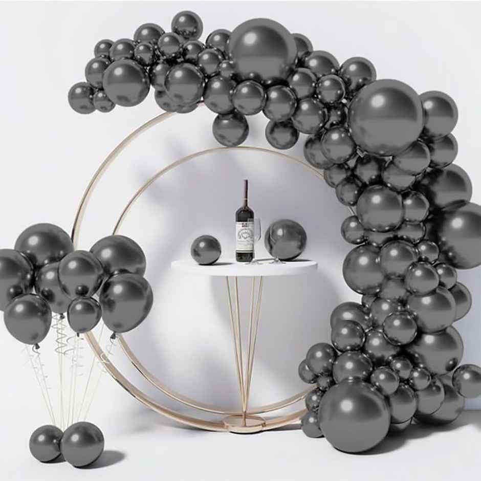 Just Party Dark Grey Chrome Metallic Balloons Pack Of 25 For Birthday Party Decoration