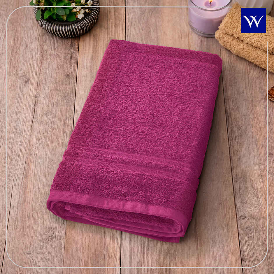 Welspun Large Quick Dry Cotton Lightweight Breathable Bath Towel | Dark Pink