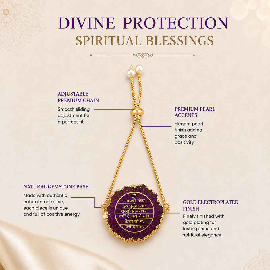 Navin Adjustable Chain String Rakhi with Mantra Charm | Violet | Bracelet | Pack of 1 | Cycle Pure