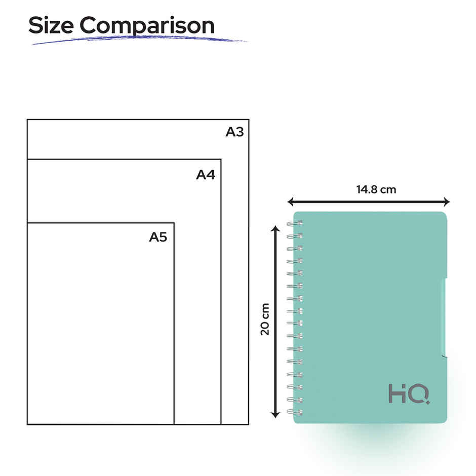 Navneet HQ | Single Subject Book - Mint Green with PP cover Single Line 14.8 cm x 21 cm | 160 Pages