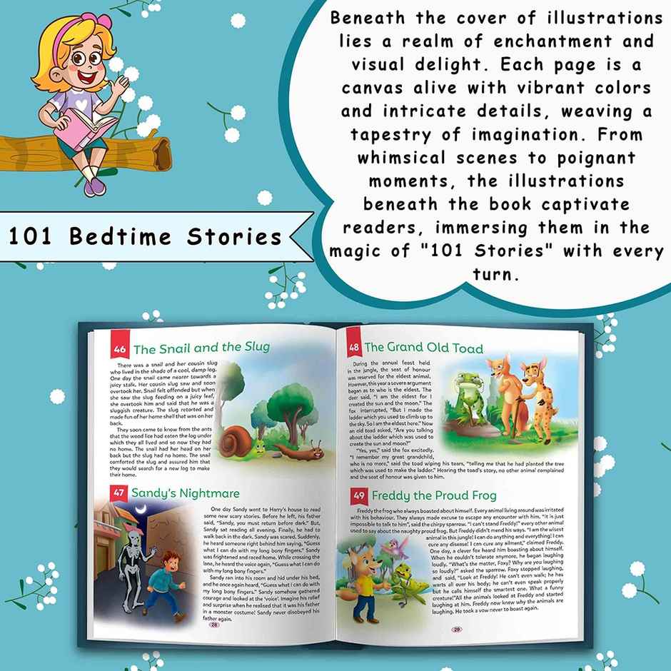 101 Bedtime Stories | Ages 3-12 | Hardbound - Nighttime Storybook for Kids | Bedtime Story Book