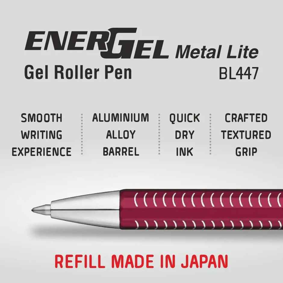 Pentel Energel Metal Lite Single Blister Red Body Blue Ink