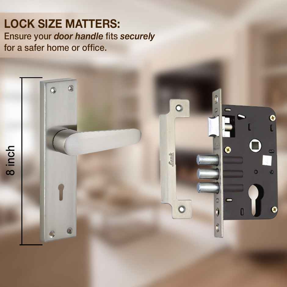 Link Ky 8 Inch Plate Handle Door Lock | Mortise Lock | Finish - Stainless Steel | Vexis