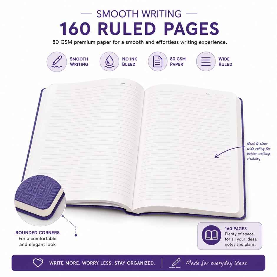 Saya A5 Flexi Notebook | Elastic Closure | Inside Pockets & Premium Writing Paper