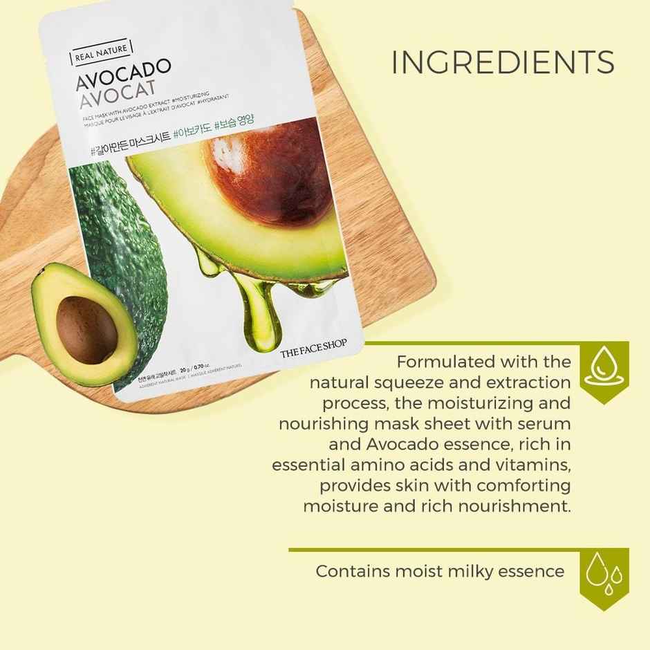 The Face Shop Real Nature Avocado Face Mask (Sheet Mask)