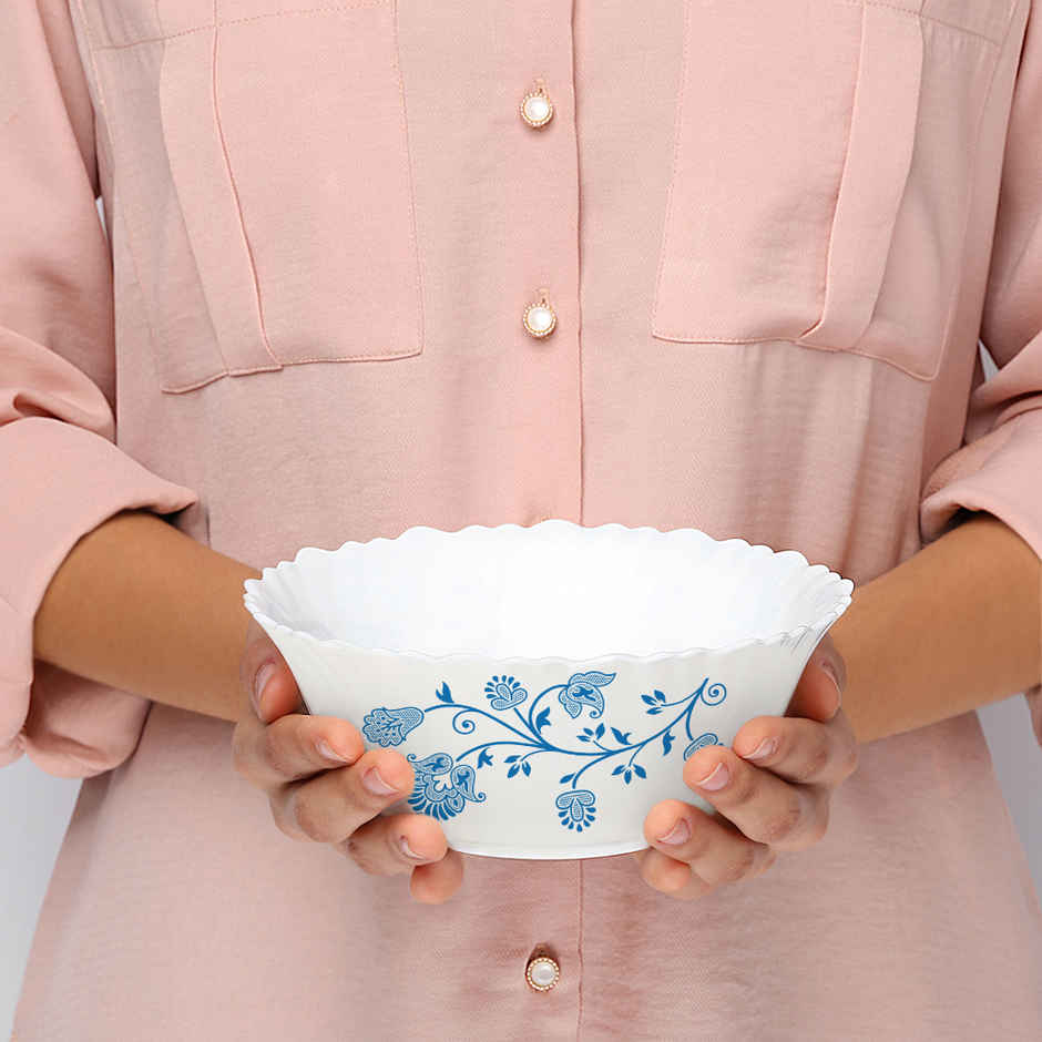 Larah by Borosil Azure Pudding Set | Opalware Crockery for Dining & Gifting Bowl Set