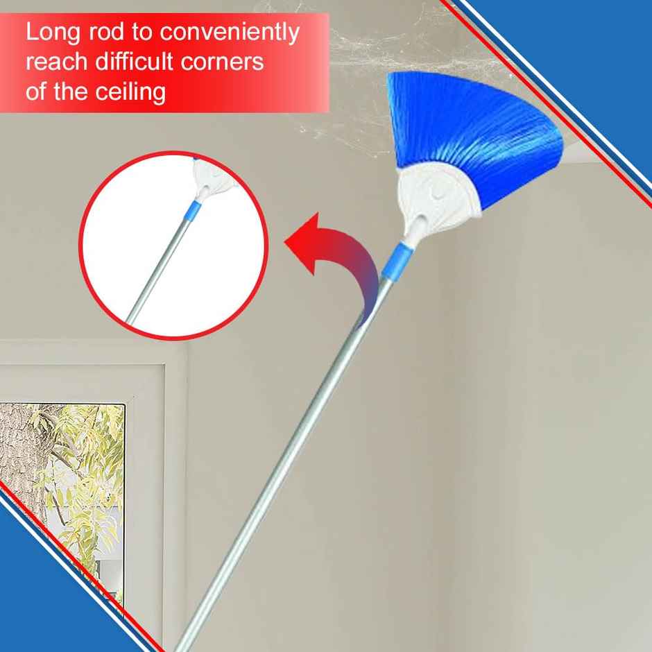Cello Kleeno Cobweb Brush with Telescopic Rod, Blue | Soft Bristles for Gentle Effective Dusting
