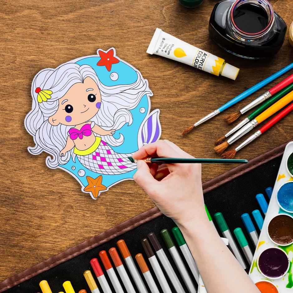 Itsy Bitsy Table Decor Colouring Kit With Sketch Pen Little Mermaid Approx L7.25 x W7 Inch 2mm