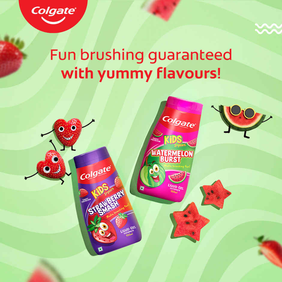 Colgate Kids Toothpaste, Fun Squeezy Bottle, Watermelon Flavor, Safe, Paraben-Free, Age 2-6yr