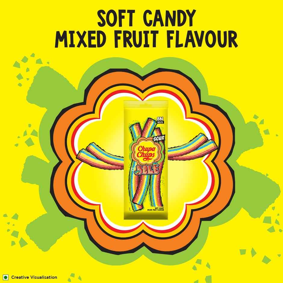 Chupa Chups Sour Belt Mixed Fruit Flavour Soft And Chewy Toffee