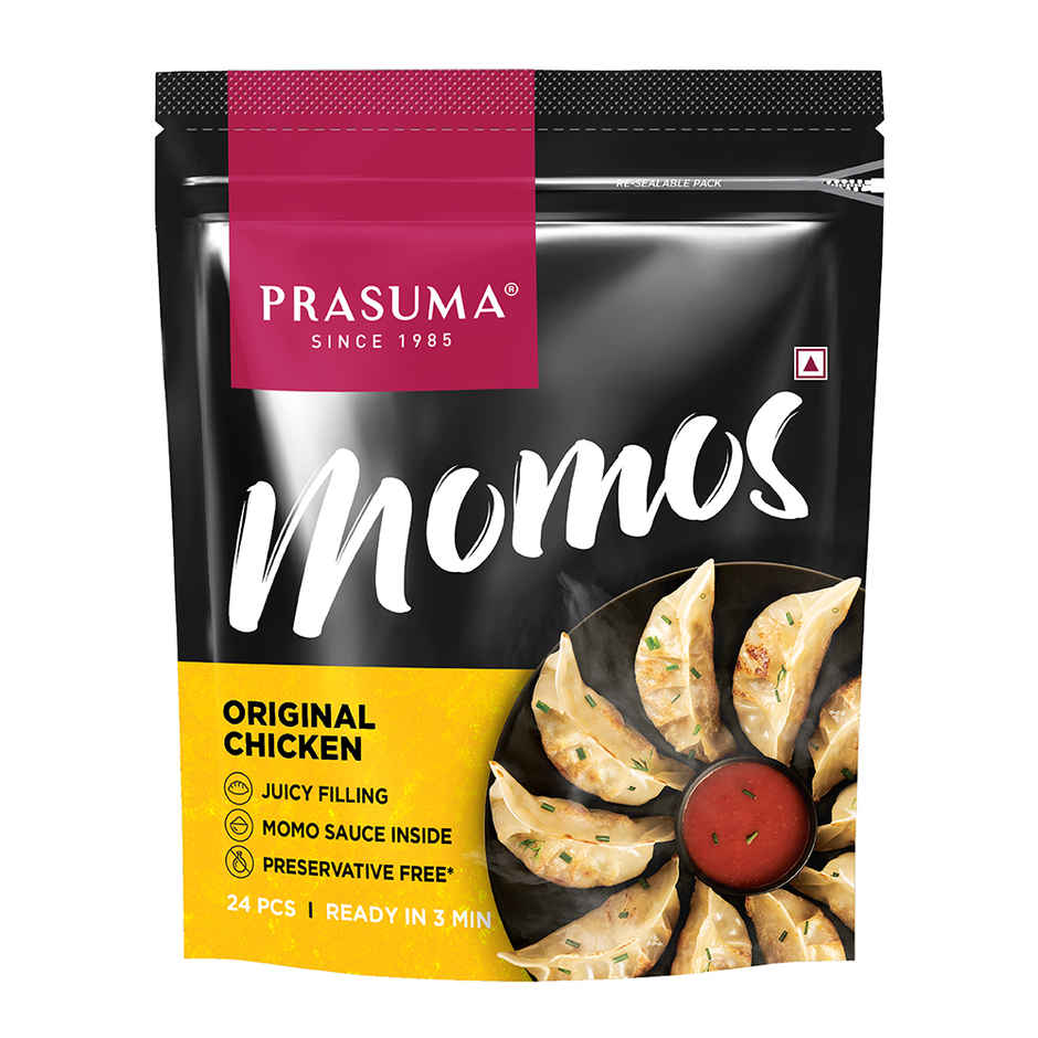 Prasuma Original Chicken Momos 24pc, No Soya, Only Chicken | No Preservatives, MSG or Palm Oil