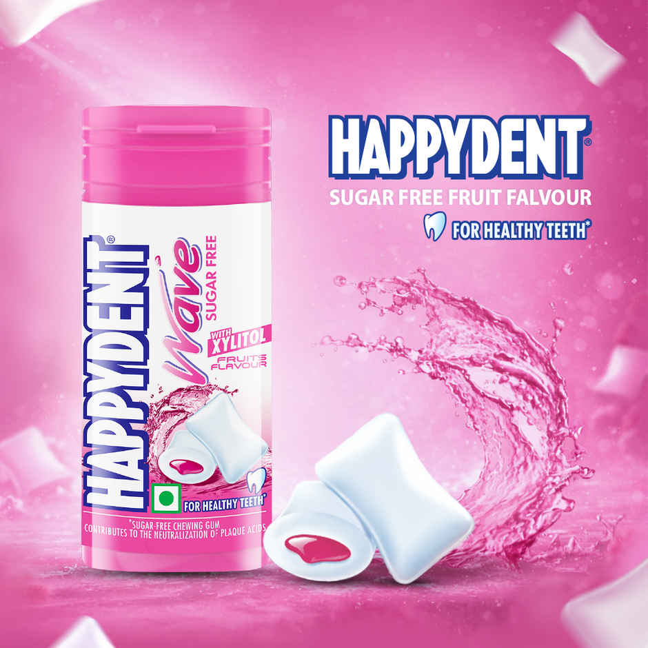 Happydent Wave Fruits Flavour Sugarfree Chewing Gum Pocket Bottle