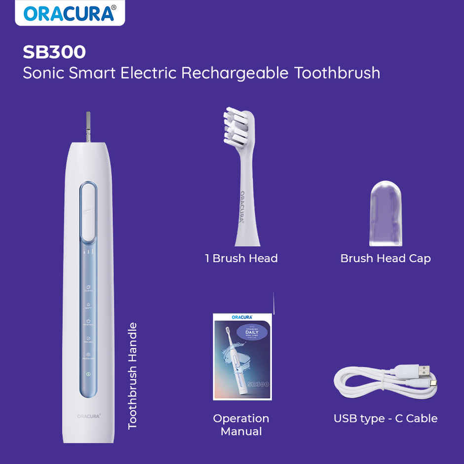 Oracura Sb300 Sonic Smart Rechargeable Electric Toothbrush Blue