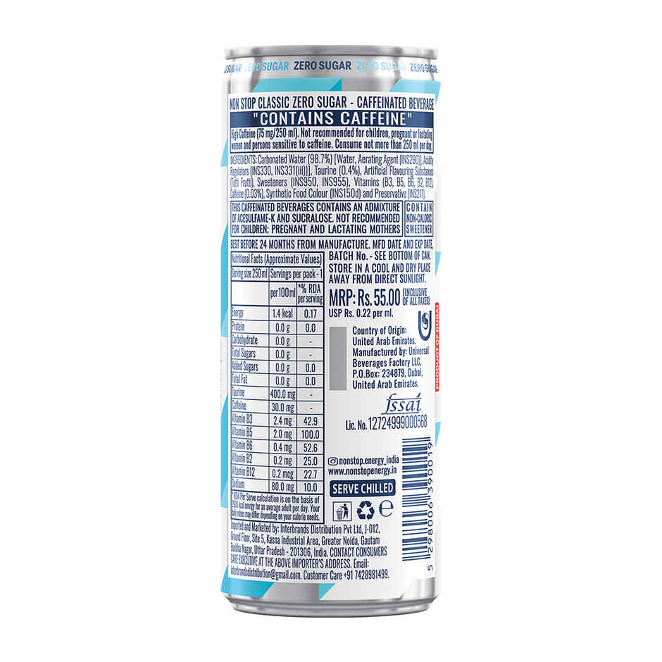 NON Stop Classic Zero Sugar Energy Drink