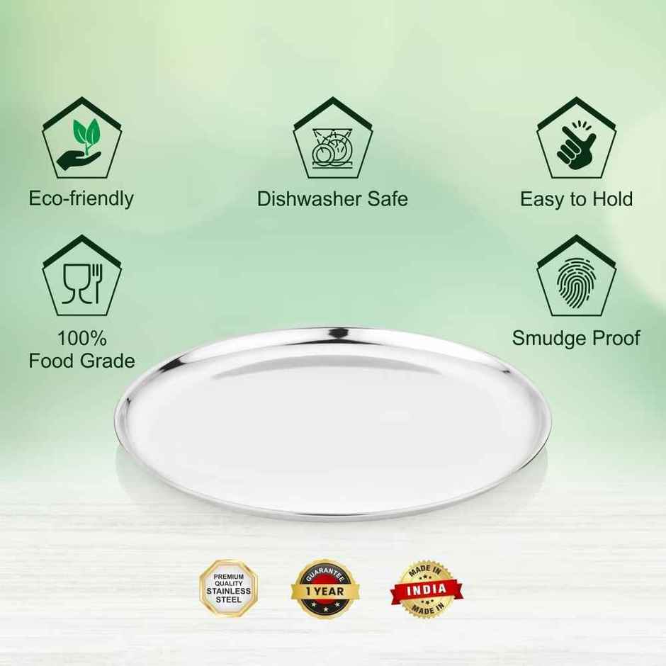 Steelera Stainless Steel Shallow Lunch / Dinner Plate | Food Safe | 28 cm