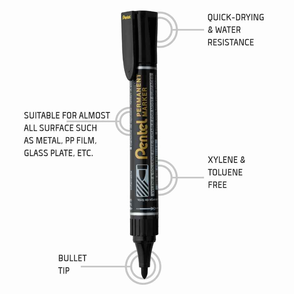 Pentel N450 Permanent Marker Bullet Tip Single Black Ink