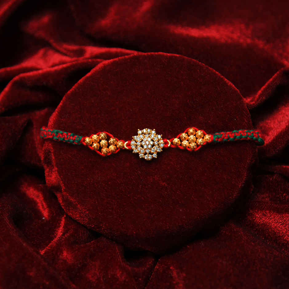 Aurum Diamond Floral Rakhi - with Artwork and Beads