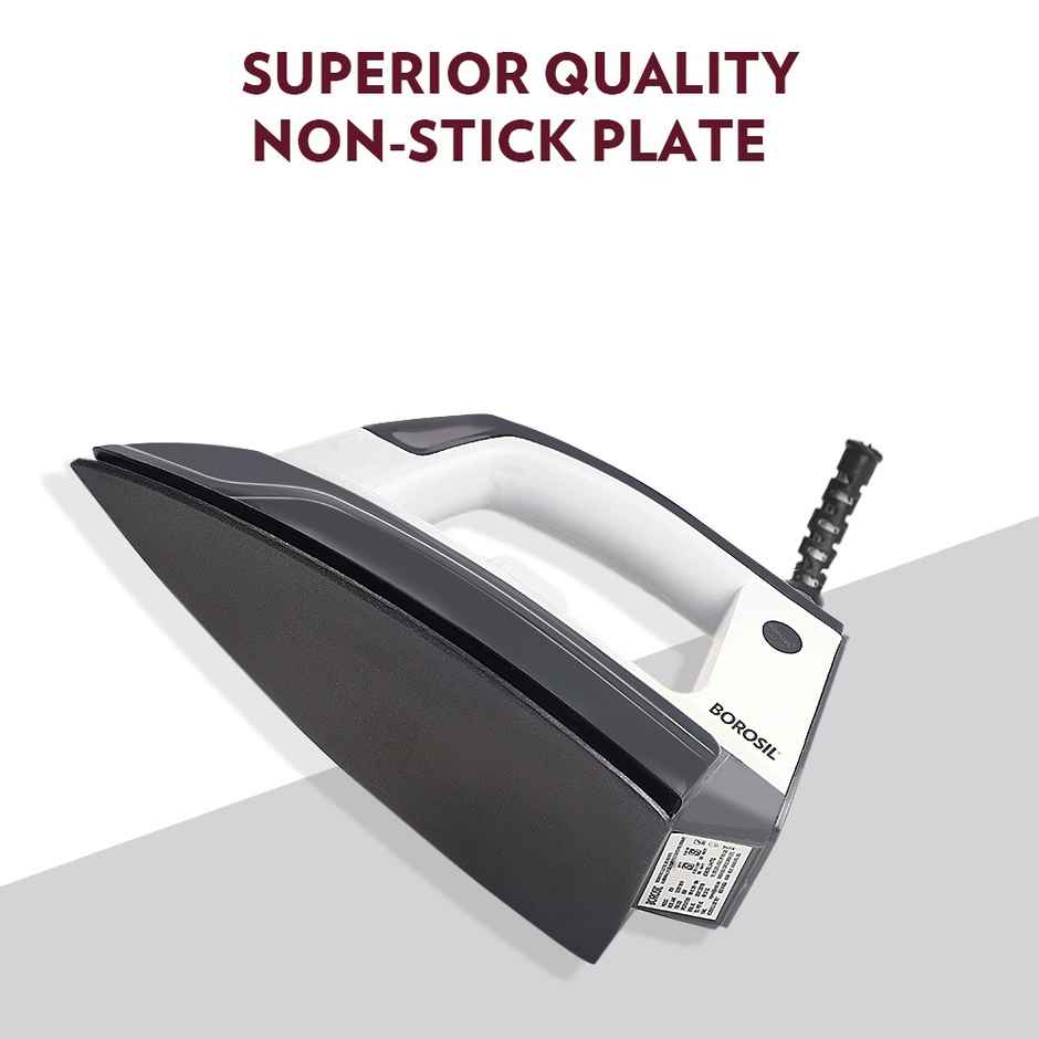 Borosil Glider 1000W Dry Iron with American Heritage Non-Stick Soleplate Coating