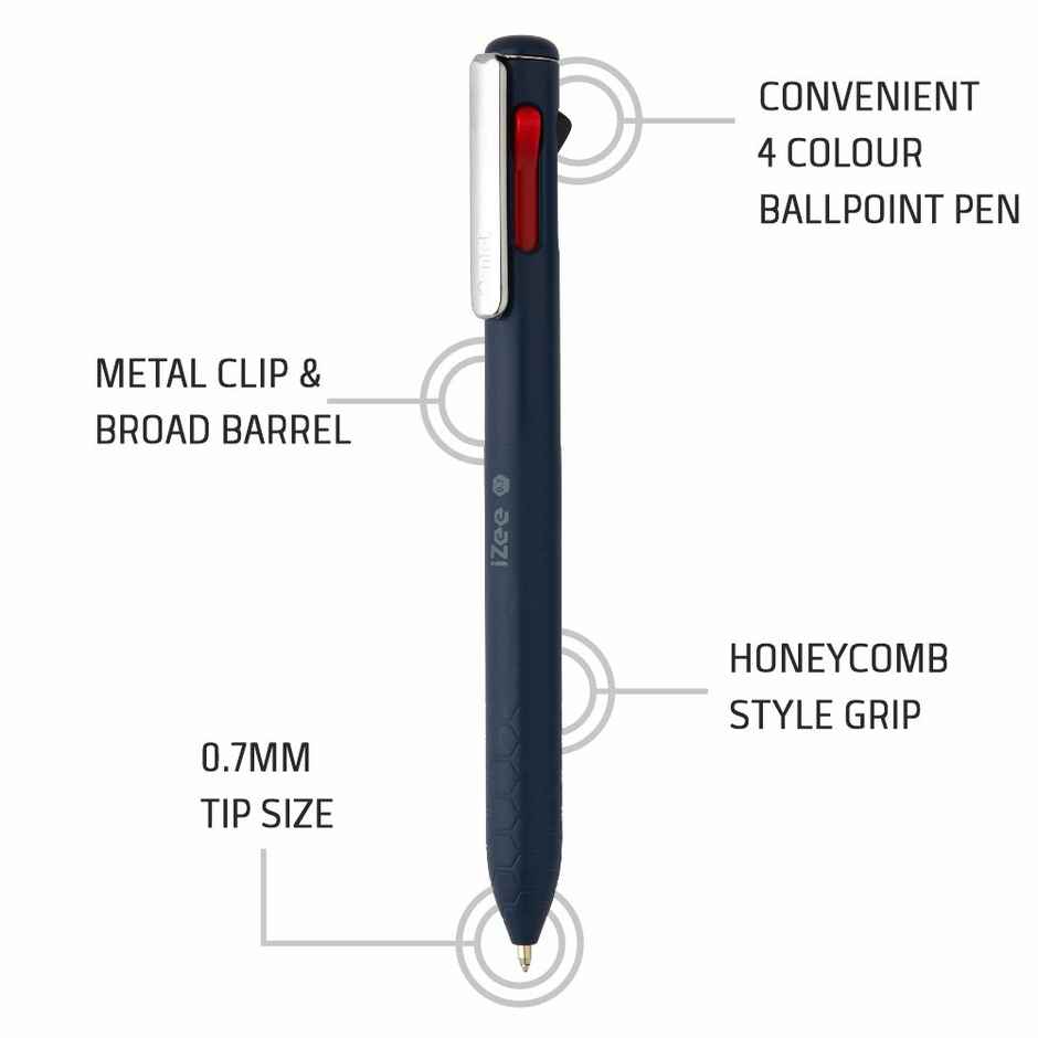 Pentel BXC467 DC IZEE 4In1 Ball Pen Single Dark Blue Body Black Blue Red Green Ink