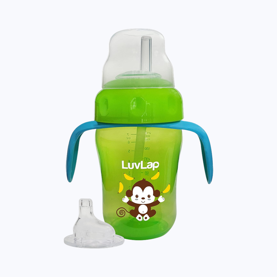 LuvLap Banana Time 2 in 1 Sipper with Soft Silicone Spout & Straw, BPA Free, 6m+